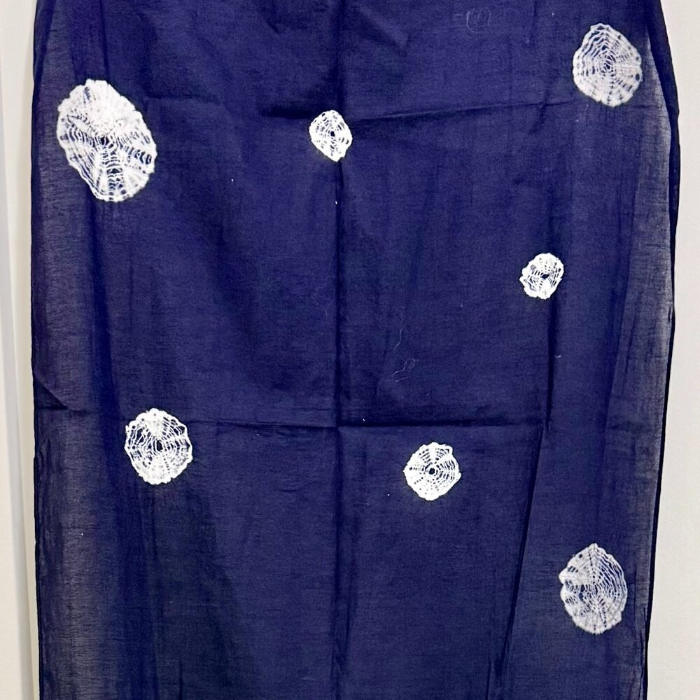 Eileen Fisher Shibori Dot Scarf Wrap – Navy 100% Cotton